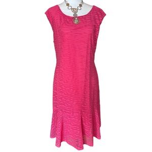 LAURA Sleeveless Lined Solid & Sheer Midi Dress